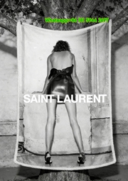 Yves Saint Laurent YSL Black And White Backless Dress Model Print Flannel Throw Blanket IMG_3289